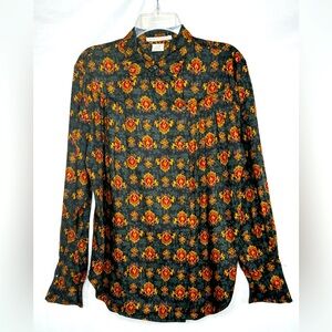 Anne Pinkerton VTG‎ Blouse Button Down Offset to Right Crescent Y2K Preppy Sz 10